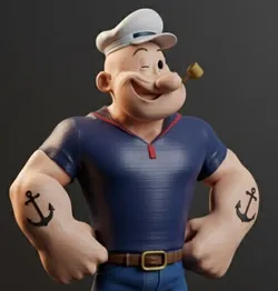 Popeye 3D Printable Statue with Base & Pre-Supports (12.5 cm)