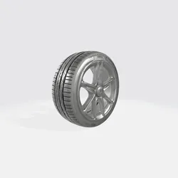 Realistic Car Tire and Alloy Wheel 3D Model