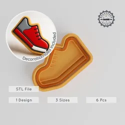 Running Shoe Shape Cutter & Stamp, Cookie & Fondant Tool Set, 3 Sizes