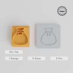 Sack Stamp Tile Set, 5 Sizes for Clay & Cookies, Perfect Money Bag & Coin Pouch Design