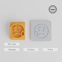 Sad Emoji Stamp Tile Bundle, 5 Sizes 20-40mm, Perfect for Clay, Cookies & Fondant