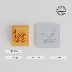 Shark Fin Stamp Tile Set, 5 Sizes (20-40mm) for Clay, Cookies & Fondant, Ocean Caution & Danger Crafting Tool