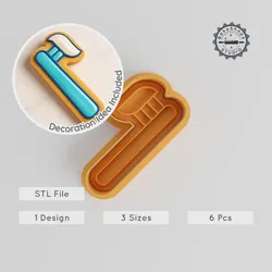 Toothpaste Shape Cutter & Stamp, Cookie & Fondant Tool, 3 Sizes, Dental Care Design Set