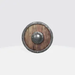 Viking Shield 3D Model – Medieval Wooden Round Shield with Iron Boss