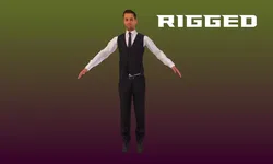 Waiter Character Low-poly 3D model
