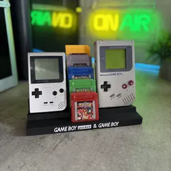 GAMEBOY CLASSIC & POCKET WITH 5X GAME CARTRIDGES STAND