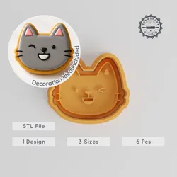 Happy Shape Cutter & Stamp Set, S/M/L, Cookie & Fondant Designs, 6-Piece Collection