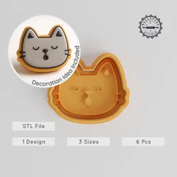 Sleeping Shape Cutter & Stamp Set, Perfect for Cookies & Fondant, 3 Sizes, 6 Pieces