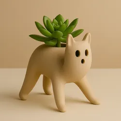 Surprised Cat Planter  STL – Cute 3D Printable Succulent Holder
