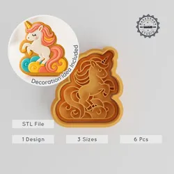 Unicorn Cookie Cutter & Stamp Set, Magic Horse, Fantasy, Rainbow Shapes, S/M/L, Perfect for Fondant & Cookies