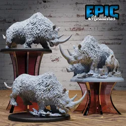 Woolly Rhino Set / Rhinocero / Arctic Beast / Horned Snow Creature / Frozen Wild Animal /  Ice Age Encounter