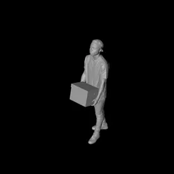 1/64 3D digital character model of a boy carrying things
