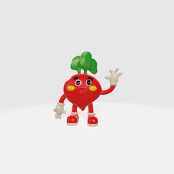 Cartoon Radish Character 3D Model - Vegetable Mascot