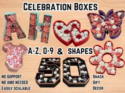 Celebration Boxes: A-Z, 0-9 & Shapes|Snack & Decor - Free 3D Print Model