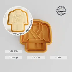 Coat Shape Cutter & Stamp, Perfect for Cookies & Fondant, 6-Piece Set, Sizes S/M/L