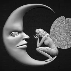 Fairy and Moon 3D Model