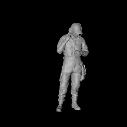 Ground support staff - listening in headphones 3D digital character model