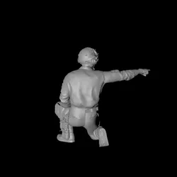 Ground support staff - squatting and giving instructions 3D digital character model