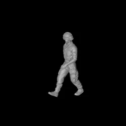 Ground support staff-walking posture 3D digital character model