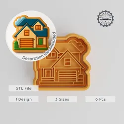House Shape Cutter & Stamp Set, Perfect for Cookies & Fondant, Includes S/M/L Sizes, Set of 6 Pieces