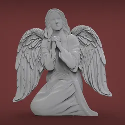 Praying Angel Bas Relief 3D Model