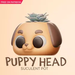 PUPPY HEAD- PLANTER- FREE SUPPORTS- PRINT IN PLACE 3D print model