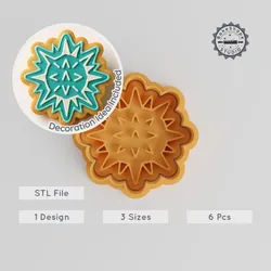 Sea Urchin Cutter & Stamp, Cookie & Fondant, 6-Piece Set, Ocean Animal Theme, 3 Sizes, S/M/L