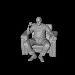 Sitting and smoking big man 3D digital character model