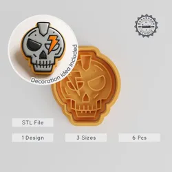 Skull Shape Cutter & Stamp Collection, Perfect for Cookies & Fondant, 3 Sizes, 6 Pieces
