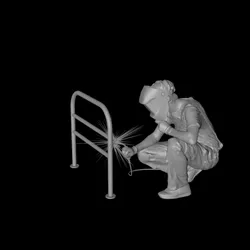 1/64 Man squatting and welding 3D digital model