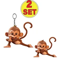2 set sarcastic monkey 3D model, keychain