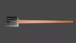 Dinner fork in metal material  wooden handle real dimension  Low-poly 3D model