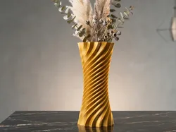 Modern Gold Spiral Hourglass Vase - Free 3D Print Model