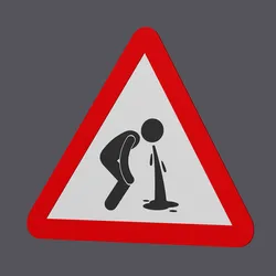 Vomit Warning - Traffic Sign - Wall Art
