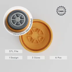 Wheel Shape Cutter Stamp, Perfect for Cookies & Fondant, Set Includes 3 Sizes, S/M/L