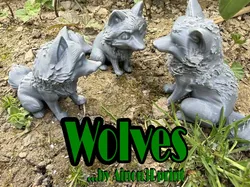 Wolves, puppies with mother wolf - Free 3D Print Model