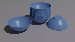 Bowl Plastic Soft Blue 3D model