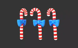 Candy Cane 02 with Bow 3D Model Christmas Decor Low Poly  Low-poly 3D model