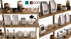 Coffee Shop Shelves Decoration for 3Dsmax Corona Renderer 3D model