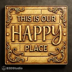 Happy Place Relief for CNC Laser and 3D Print STL File and 4K Grayscale TIF - High Detail 3D Model