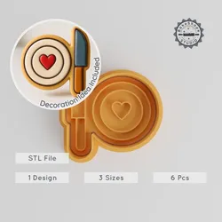 Knife Shape Cutter & Stamp Set, Perfect for Cookies & Fondant, 3 Sizes, 6-Piece Dining & Cuisine Tool Collection