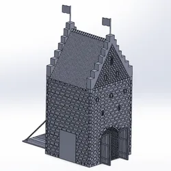Medieval tower with drawbridge in scale 1:72