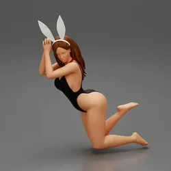 Beautiful sexy rabbit girl sitting on chair