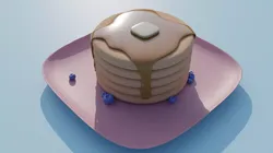 Cartoon Cute Pancakes with Syrup and Berries 3D model