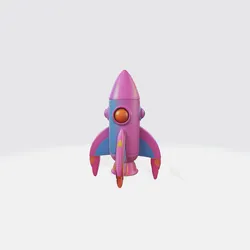 Cartoon Rocket Ship 3D Model - Space Vehicle