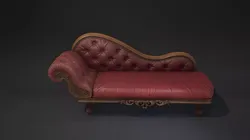 Couch Game-Ready leather chaise lounge Low-poly 3D model