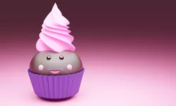 cute cupcake with smiling and happy face 3d render 3D model