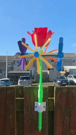 rose flowers windmill - Free 3D Print Model