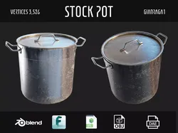 Rusty Stock Pot Low-poly 3D model