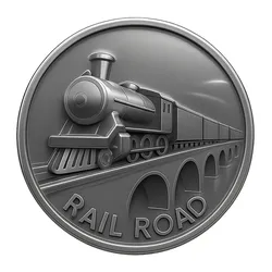 Train and Train Cars on bridge coin token wall art